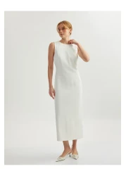 Koton فستان قلم رصاص متوسط الطول بدون أكمام ورقبة دائرية.