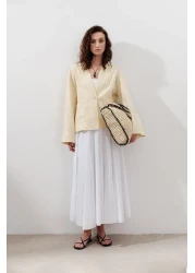 Manuka بلوزة كتان بزر واحد أصفر