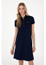 U.S. Polo Assn. Women's Navy Blue Polo Neck Mini Length Knitted Dress 50305853-Vr033