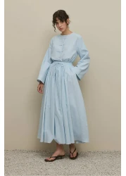 Fahhar تنورة واسعة منفوخة باللون الأزرق الفاتح