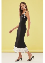  Collection Black-White Bowknot Woven Evening Dress with Hemline Detail, Wedding/Wedding Chic Tprss25El00022