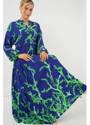 Bigdart 2423 Authentic Patterned Hijab Dress - Purple-Green