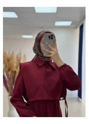 Ebrar Store Liyan Waist Elastic Vest Dumbbell Dress-Mf1750 Burgundy