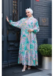 LOCCO Women's Pastel Mosaic Pattern Dress Green