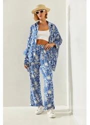 Bianco Lucci Patterned Palazzo Women's Trousers Set -60251443