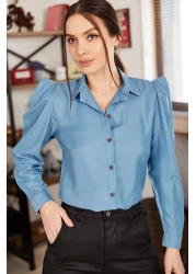 armonika Women's Ice Blue Watermelon Sleeve Shirt ARM-20K001114