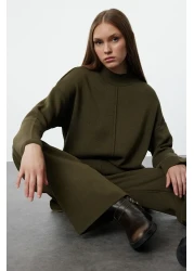  Modest Khaki Knitwear Sweater and Trousers Set - TCTAW25US00048