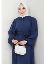 Bestenur فستان بحزام من Alser 1468 - أزرق داكن