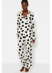  Collection Ecru Heart Viscose Woven Pajamas Set Thmaw21Pt0936