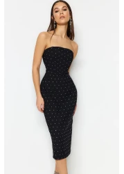  Collection Black Fitted Lined Shiny Stone Evening Dress Stylish Evening Dress Tprss23El00476