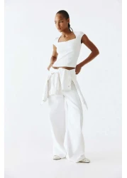 H&M Ribbed sweetheart-neck top