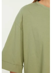  Collection تي شيرت محبوك غير متماثل بأكمام مزدوجة وأكمام واسعة TWOSS20TS0828