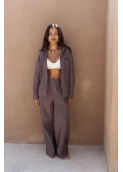 MAİ COLLECTİON Mirabella Brown Brown Shirt Pants Set