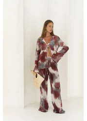 BOHEMAİ Saifudin Lacing Detailed Burgundy Shirt Pants Suit