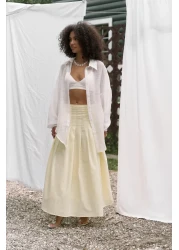 BOHEMAİ تنورة طويلة صفراء بتفاصيل طيات الدفيئة