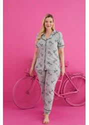 ELİTOL Battal Buttoned Cotton Lycra Pajama Set
