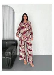 sportiness Patterned Digital Printed Modal Lilyum Fabric Shirt Suit