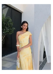 ESRAHELVACI One Shoulder Tie Dye Pattern Dress