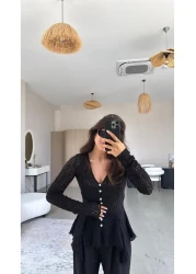 Buket Teke Black Premium Lace Blouse