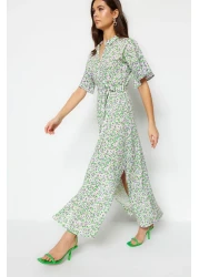  Collection فستان قميص منسوج من الفيسكوز بطبعة زهور أرجوانية TWOSS19EL0094