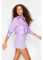  Collection Lilac Crop Pocket Detail Regular Regular Fit Woven Shirt Twoss24Go00098
