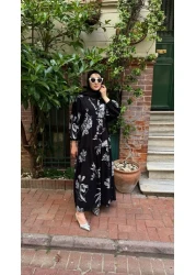 PREMİER VİE فستان فيسكوز أسود منقوش للمحجبات للموسم الجديد