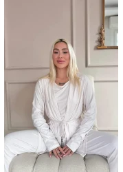 Pijamaevi Light Powder Dublin Women's Pajama Set with Dressing Gown