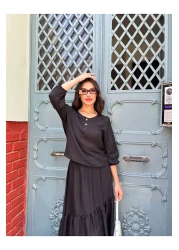 ikomteks بدلة تنورة من الكتان