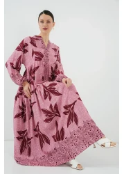 Bigdart 2423 Authentic Patterned Hijab Dress - Y.Dried Rose