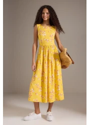  Collection Yellow Floral Cut Out / Flywheel Midi Woven Dress Twoss21El0709