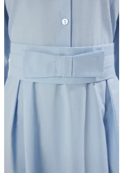  Modest Light Blue Bow Detail Woven Dress Tctss25Eb00122