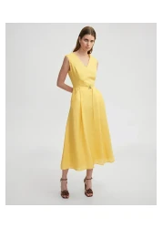 İpekyol فستان من الكتان البسيط مع مشبك معدني