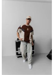 SENTİNEL WEAR ريال ماد. تي شيرت بني كبير الحجم مطرز