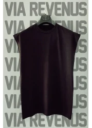 Vordevia Gym Back Printed Zero Sleeve Crew Neck Sports Tshirt