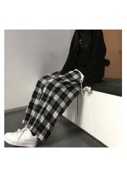Köstebek New Black Plaid on White Comfortable Thin Cashmere Cotton Tracksuit
