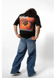 Sekizbiraltı تيشيرت أسود فاخر مقاس كبير مطبوع عليه رؤية 24/1