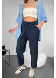 BİRBEYSTORE Linen Trousers Hambez Bottom Tracksuit Comfortable Fit Large Size Raw Cloth Unisex Relaxed