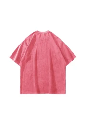 Sekizbiraltı تيشيرت وردي كبير الحجم مطبوع للجنسين قابل للغسل