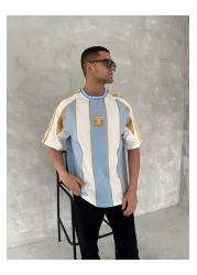 İLKCET MODA تي شيرت مطرز للجنسين مقاس كبير