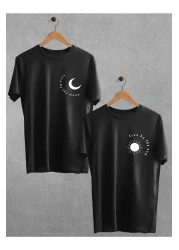 Pear Wear Moon Sun Printed T-Shirt Dear Couple Suit Moon Sun Black White Oversize Couple T-shirt