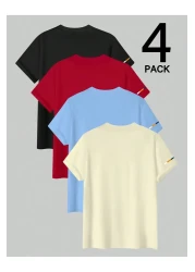 PAVRO Oversize Tshirt 4 Pieces Printed Multicolor T-Shirt