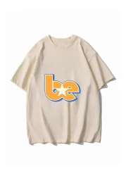 weywot تي شيرت بيلي إيليش "Birds of a Feather" مطبوع عليه أغنية أمامية/خلفية باللون البيج كبير الحجم