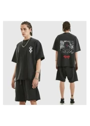 Köstebek تي شيرت أنيمي Berserk Vintage بأكمام قصيرة للجنسين مدخن