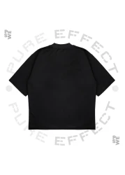 PURE EFFECT تي شيرت من القماش ذو تصميم مربع مناسب للجنسين مقاس كبير باللون الأزرق