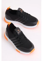 Tonny Black Kids Unisex Black Orange Sports Shoes Tbqnt