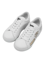 Dogo Unisex Kids Vegan Leather White Sneakers - The Wise Owl Design