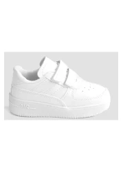 ellaboni حذاء رياضي يومي للجنسين مخطط باللون الأبيض وشريط فيلكرو خفيف الوزن ومريح