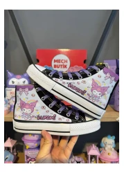 MECH BUTİK Kuromi Full Printed Black High Top Girls' Sports Shoes Sneaker
