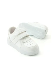 ellaboni Daily Unisex Children's Striped Lighted White Sneaker Velcro Lightweight Comfortable Sports Shoes