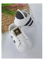 Butik Baby Boy Girl First Step Shoes Soft Sole Orthopedic Lightweight Black and White Color Options
